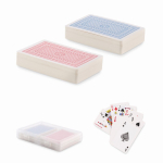 Conjunto de 2 baralhos de cartas de 54 cartas em estojo transparente cor transparente quinta vista