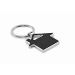 Porta-chaves metálico, forma de casa com embutido de pele sintética cor preto segunda vista