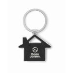 Porta-chaves metálico, forma de casa com embutido de pele sintética cor preto segunda vista