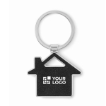 Porta-chaves metálico, forma de casa com embutido de pele sintética cor preto vista principal