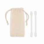 Conjunto de 2 cotonetes de silicone reutilizáveis e laváveis cor bege