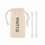 Conjunto de 2 cotonetes de silicone reutilizáveis e laváveis cor bege vista principal