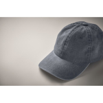 Boné de basebol estilo algodão lavado com fecho de velcro 265 g/m2 cor azul vista fotografia segunda vista