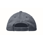 Boné de basebol estilo algodão lavado com fecho de velcro 265 g/m2 cor azul quinta vista