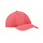 Boné de basebol estilo algodão lavado com fecho de velcro 265 g/m2 cor vermelho