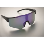 Óculos de sol desportivos com lentes espelhadas e proteção UV400 cor azul vista fotografia quarta vista