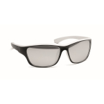 Óculos de sol desportivos, lentes espelhadas e detalhes coloridos cor branco