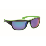 Óculos de sol desportivos, lentes espelhadas e detalhes coloridos cor verde-lima