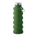 Garrafa dobrável de silicone com mosquetão 500 ml cor verde-escuro