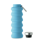 Garrafa dobrável de silicone com mosquetão 500 ml cor azul-claro