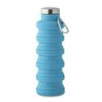 Garrafa dobrável de silicone com mosquetão 500 ml cor azul-claro