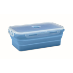 Lancheira dobrável de silicone colorida e capacidade de 1200 ml cor azul-claro