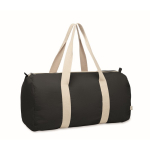 Saco de viagem com compartimento lateral e detalhes de cor natural cor preto