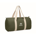 Saco de viagem com compartimento lateral e detalhes de cor natural cor verde militar vista principal