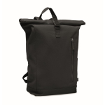Mochila de fecho roll-top, algodão reciclado, fecho de correr frontal cor preto