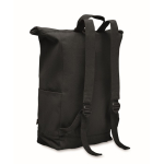 Mochila de fecho roll-top, algodão reciclado, fecho de correr frontal cor preto segunda vista