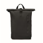 Mochila de fecho roll-top, algodão reciclado, fecho de correr frontal cor preto terceira vista