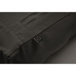 Mochila de fecho roll-top, algodão reciclado, fecho de correr frontal cor preto vista fotografia quinta vista
