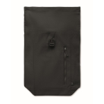 Mochila de fecho roll-top, algodão reciclado, fecho de correr frontal cor preto oitava vista