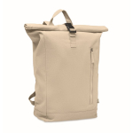 Mochila de fecho roll-top, algodão reciclado, fecho de correr frontal cor bege