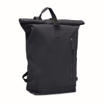Mochila de fecho roll-top, algodão reciclado, fecho de correr frontal cor azul-marinho