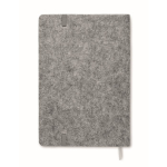 Caderno com capa de feltro rPET e detalhe de cortiça na lateral A5 cor cinzento terceira vista