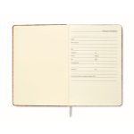 Caderno com capa de feltro rPET e detalhe de cortiça na lateral A5 cor cinzento quinta vista
