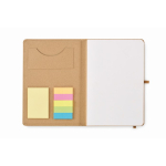 Caderno de folhas lisas, notas adesivas, porta-cartões no interior A5 cor bege quinta vista