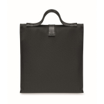 Saco térmico roll-top de poliéster com asa e fecho de pele cor preto terceira vista