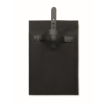 Saco térmico roll-top de poliéster com asa e fecho de pele cor preto oitava vista