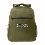 Mochila para portátil com bolsos dianteiros e laterais 15'' cor verde militar vista principal