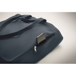 Saco de compras de asas curtas com bolso lateral 380 g/m2 cor azul vista fotografia terceira vista