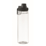 Garrafa transparente de rPET com tampa e pega de transporte 750 ml cor preto