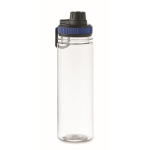Garrafa transparente de rPET com tampa e pega de transporte 750 ml cor azul
