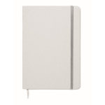 Caderno de linhas branco com fita elástica e marca-página colorido A5 cor prateado