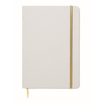 Caderno de linhas branco com fita elástica e marca-página colorido A5 cor dourado