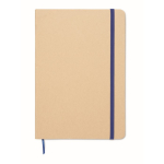 Caderno de cartão com fita elástica e marca-página colorido A5 cor azul