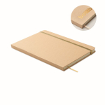 Caderno de cartão com fita elástica e marca-página colorido A5 cor dourado quarta vista