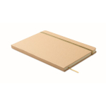 Caderno de cartão com fita elástica e marca-página colorido A5 cor dourado sexta vista