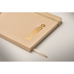 Caderno de cartão com fita elástica e marca-página colorido A5 cor dourado vista fotografia