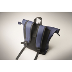Mochila de fecho roll-top com faixa refletora e impermeável 15'' cor azul vista fotografia quinta vista