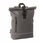 Mochila de fecho roll-top com faixa refletora e impermeável 15'' cor cinzento-escuro