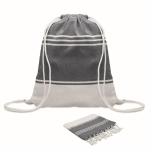 Conjunto de mochila de cordão com páreo listrado a condizer 180 g/m2 cor azul sétima vista