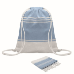 Conjunto de mochila de cordão com páreo listrado a condizer 180 g/m2 cor turquesa sétima vista