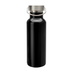 Garrafa de aço inoxidável reciclado ideal para água 500 ml cor preto segunda vista frontal