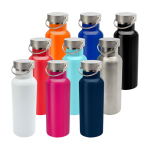 Garrafa de aço inoxidável reciclado ideal para água 500 ml cor branco segunda vista várias cores