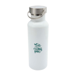Garrafa de aço inoxidável reciclado ideal para água 500 ml cor branco vista impressão tampografia
