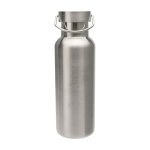 Garrafa de aço inoxidável reciclado ideal para água 500 ml cor prateado segunda vista frontal