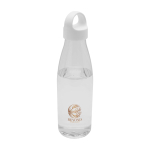 Garrafa de água de plástico reciclado com pega de transporte 800 ml cor transparente vista impressão tampografia