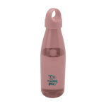 Garrafa de água de plástico reciclado com pega de transporte 800 ml cor rosa pastel vista impressão tampografia